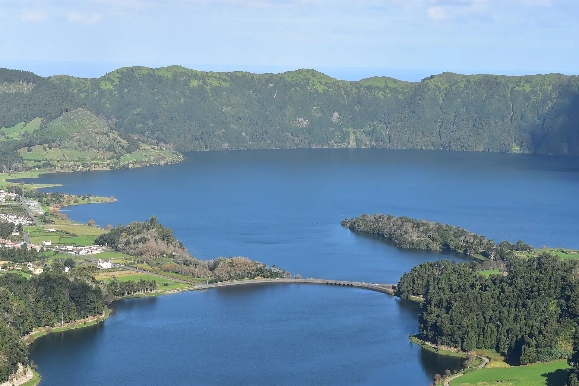 The Sete Cidades lakes from the crater rim