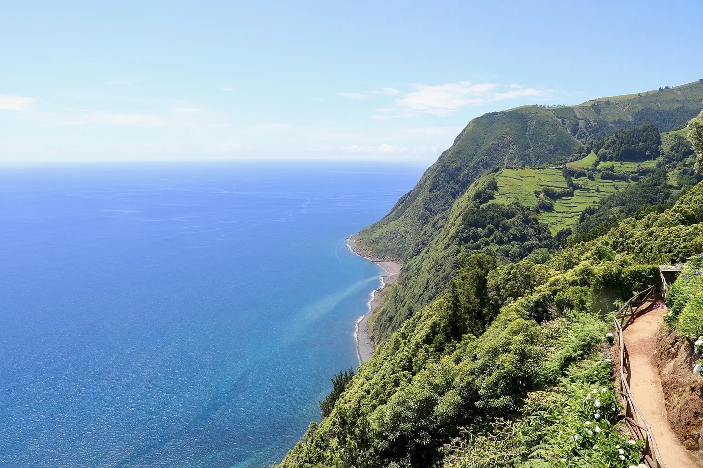 Sea cliffs below the Ponta do Sossego viewpoint, Nordeste