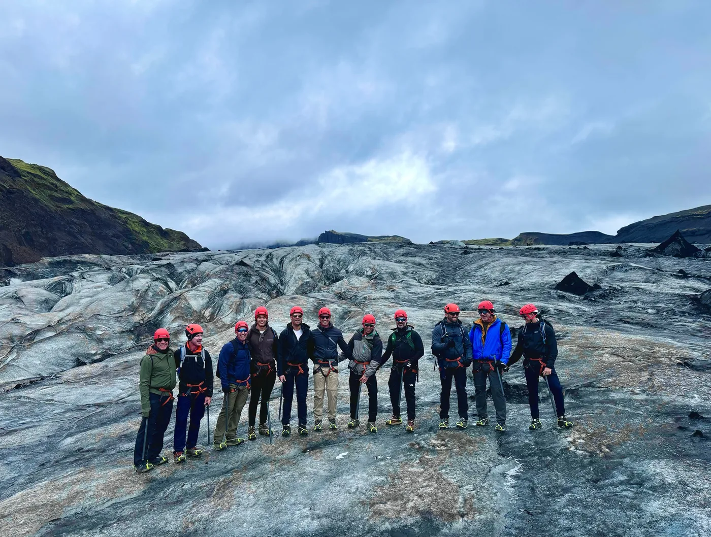 The group out on the glacier in Iceland