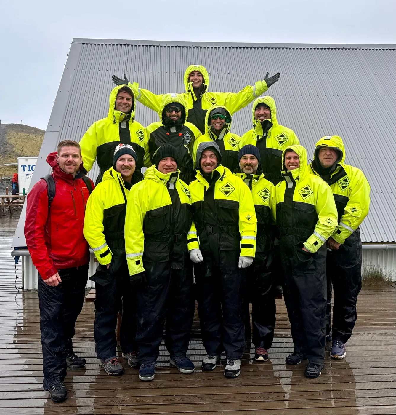 The group suited up for the boats