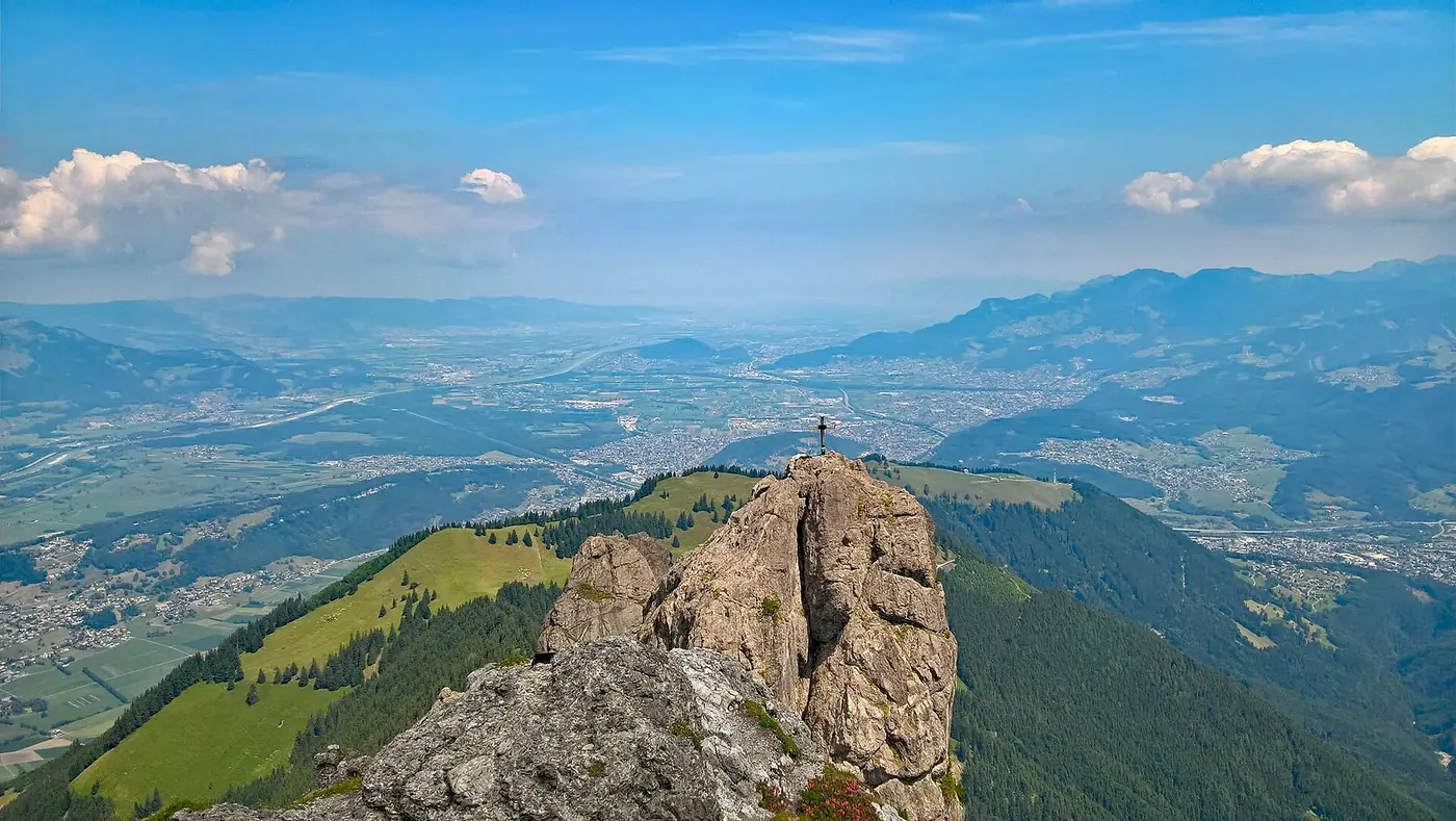 The Drei Schwestern ridge above the Rhine valley, Liechtenstein