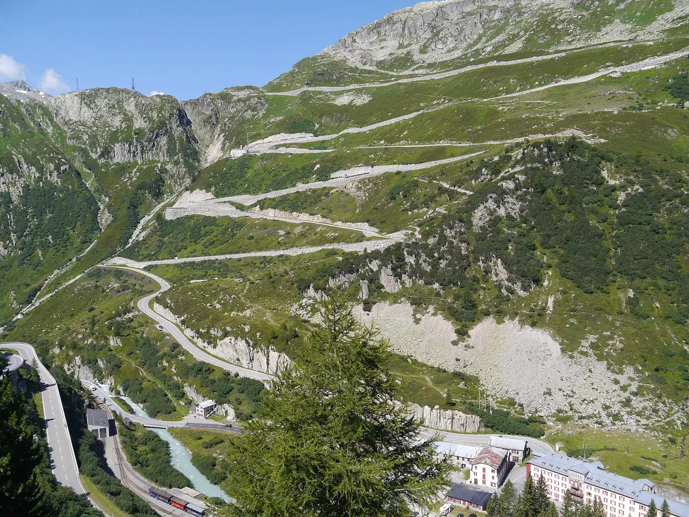 The Grimsel Pass road seen from the Furka Pass, Switzerland