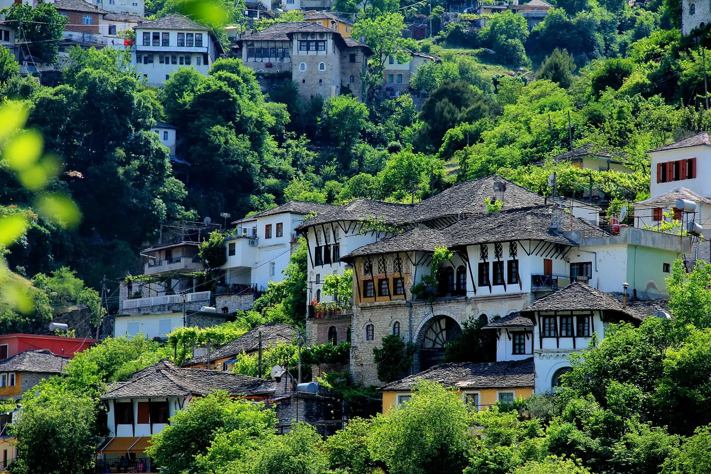 Stone-roofed Ottoman houses in Gjirokastër