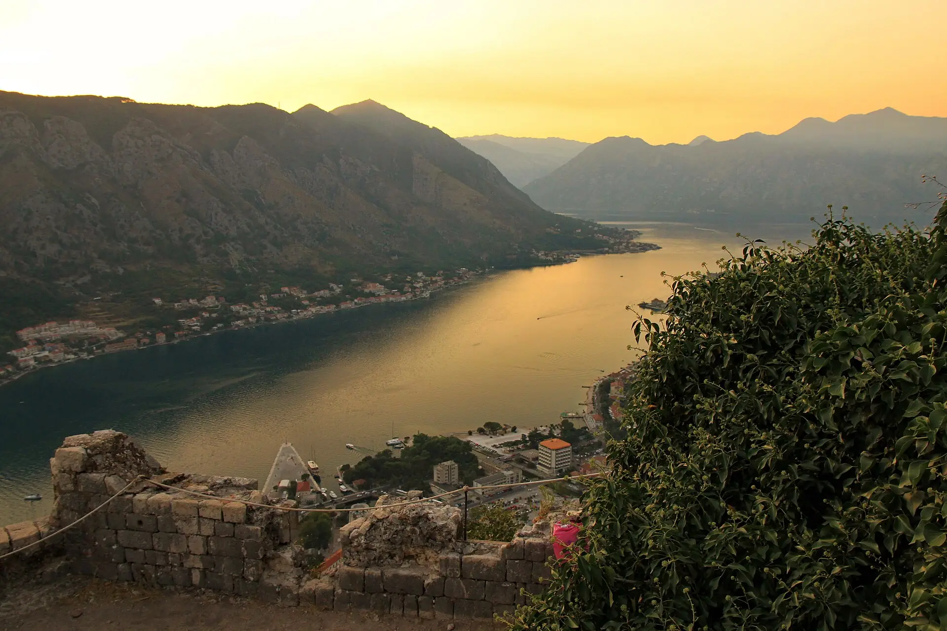 The Bay of Kotor from St John’s fortress at sunset