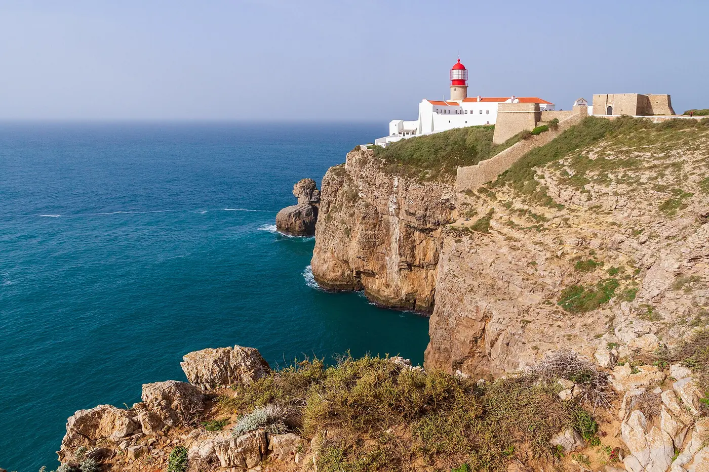 The lighthouse on the cliffs at Cabo de São Vicente