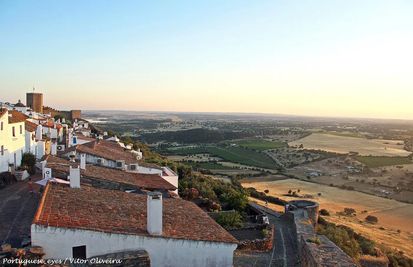 Monsaraz and the plain below it in evening light