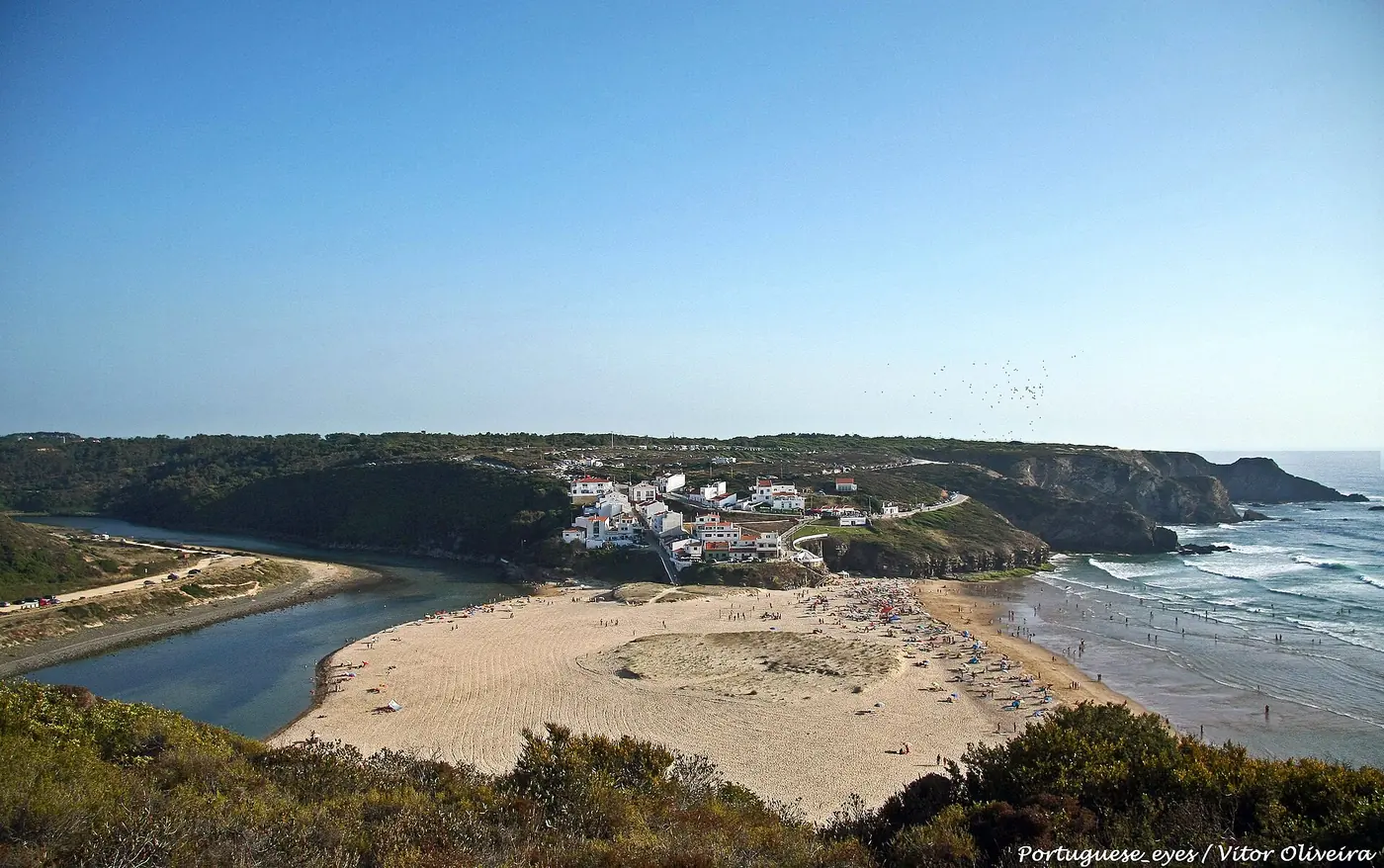 Odeceixe beach where the Seixe river meets the sea