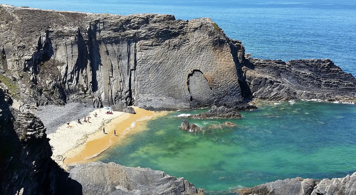 A sheltered cove below the cliffs of the Costa Vicentina